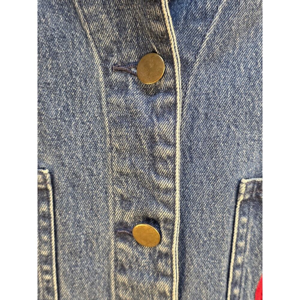 Vintage Mandal Bay Women's Size Medium Apple Embroidered Denim Jacket Cotton 90s - Picture 4 of 16